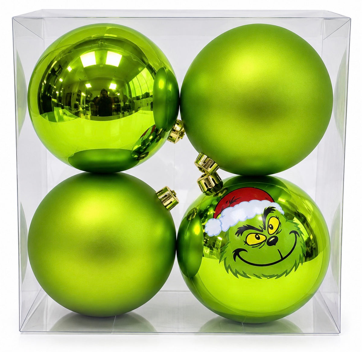 BAUBLES GRUMPY GREEN 8CM  PK4