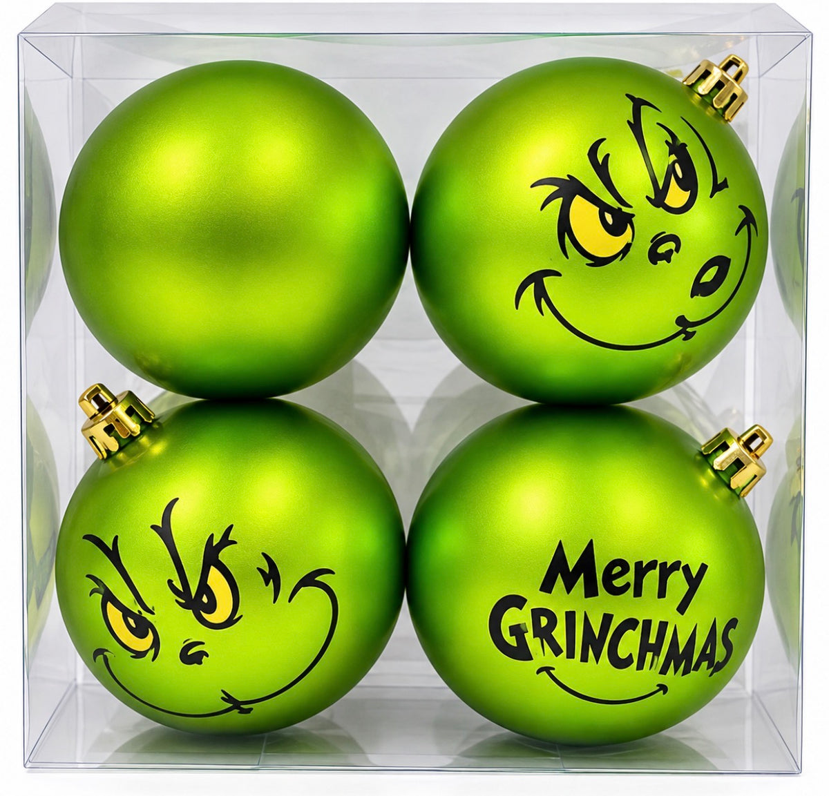 BAUBLES GRUMPY GREEN 8CM PK4
