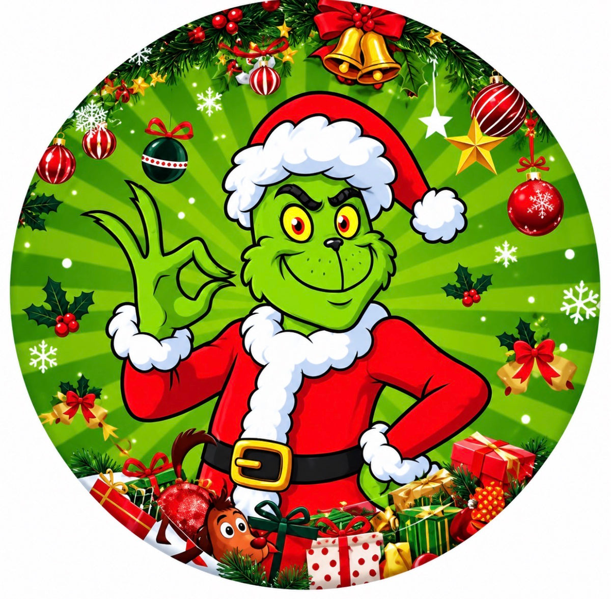 XMAS GRUMPY GREEN PLATES 23CM PK10
