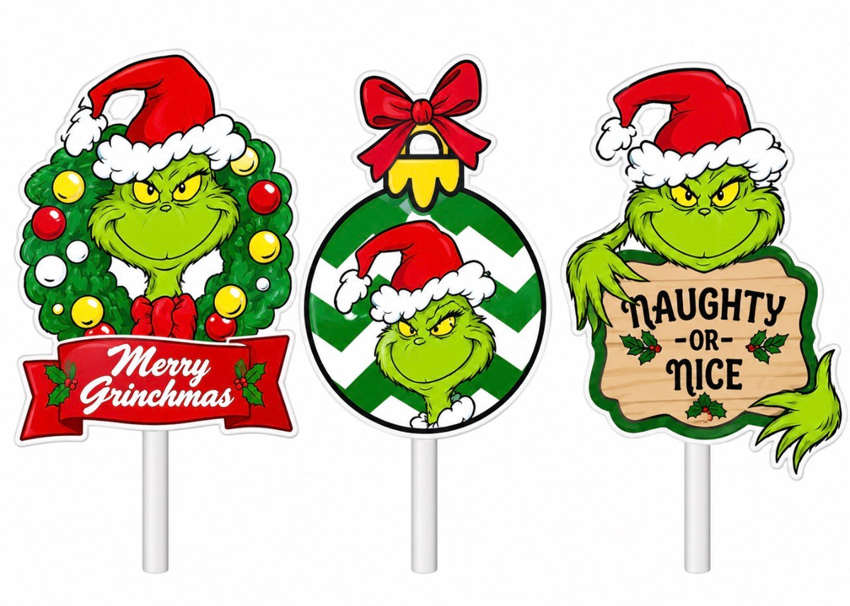 XMAS GRUMPY GREEN BOARD STICK 75CM