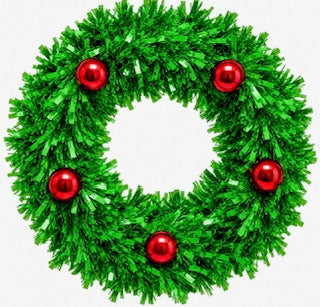 WREATH TINSEL W/BAUBLES GREEN/RED 40CM