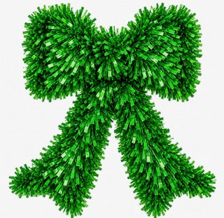TINSEL BOW GREEN 38X40CM