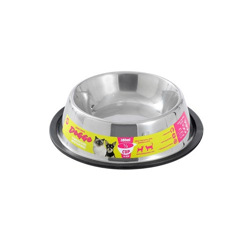 PET BOWL S/S BLACK ANTI SKID 150ML