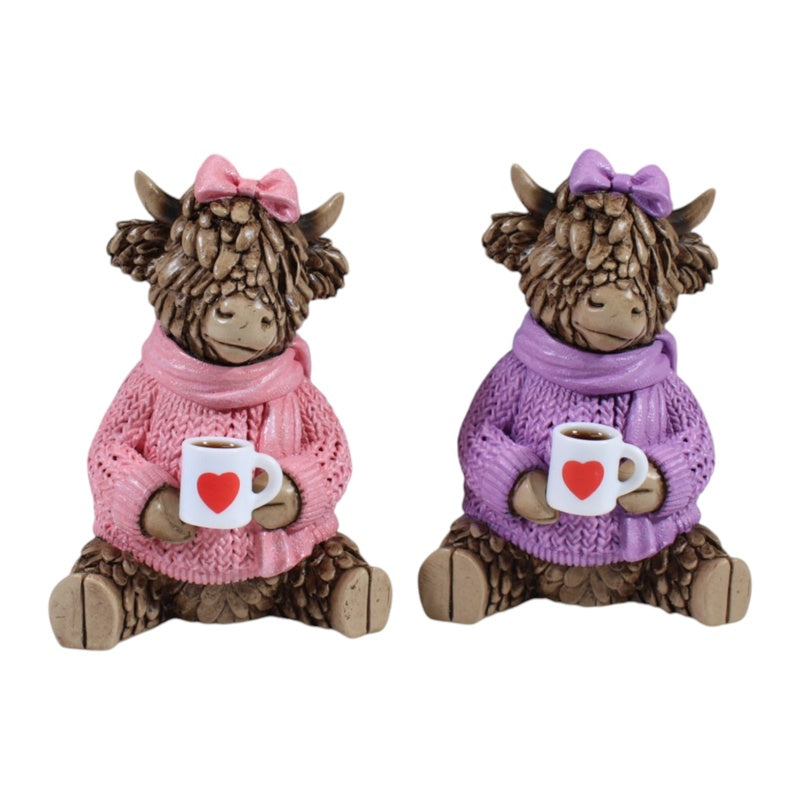 HIGHLAND COW W/COFFEE 11CM