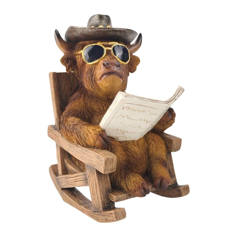 HIGHLAND COW ON ROCKING CHAIR 20CM