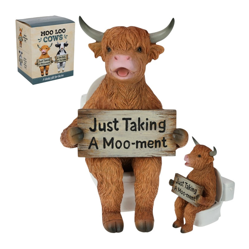 HIGHLAND COW ON TOILET 26CM