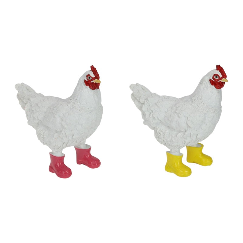 HEN WHITE W/BOOTS 18CM