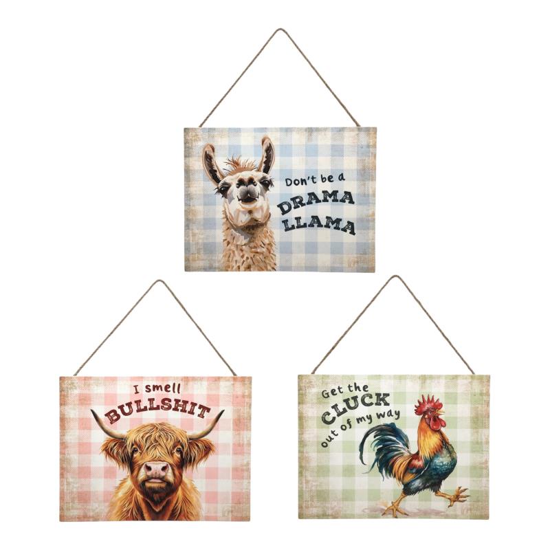 SIGN FARM ANIMALS ATTITUDE 25CM ASST