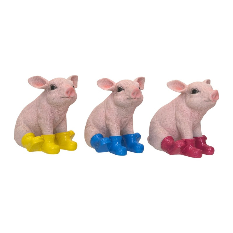 PIG SITTING W/BOOTS 14CM