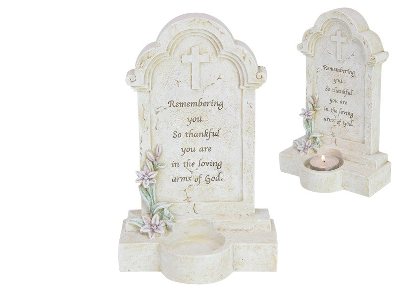 MEMORIAL PLAQUE T/LIGHT HOLDER 22CM