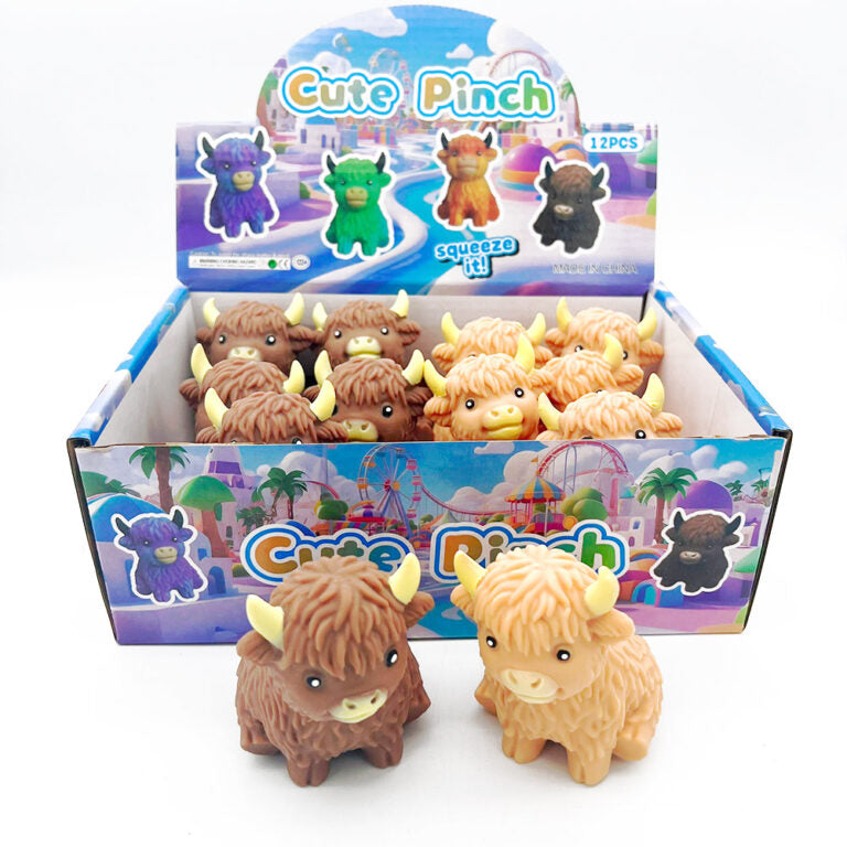 SQUISHY HIGHLAND COW BROWN 8CM