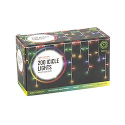 SOLAR ICICLE LIGHTS PK200 MULTICOLOUR