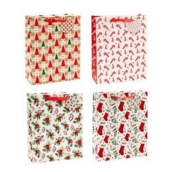 XMAS GIFT BAG LGE FLOCKED