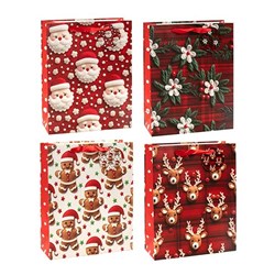 XMAS GIFT BAG L W/CRYSTAL GLITTER