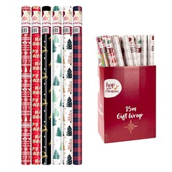 XMAS WRAPPING PAPER 15M X 70CM ASST