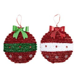 XMAS BAUBLE TINSEL HANGING 31CM