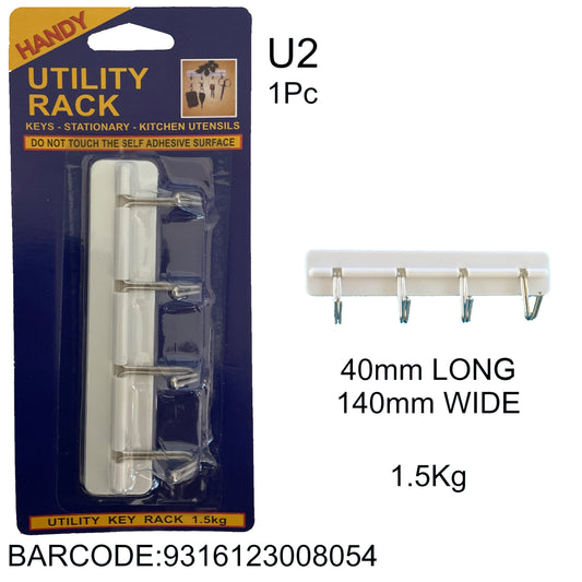 UTILITY RACK SML 4 HOOKS