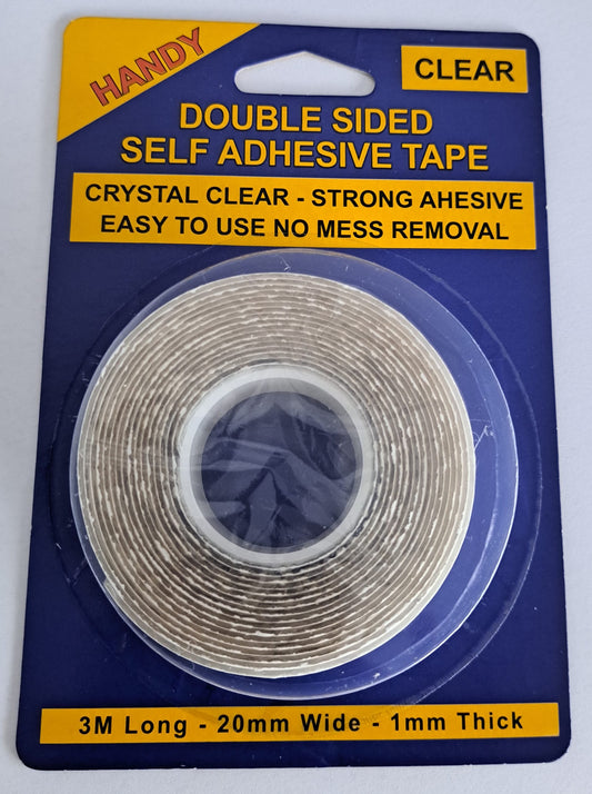 DOUBLE SIDED TAPE CLEAR 20MM X 3M