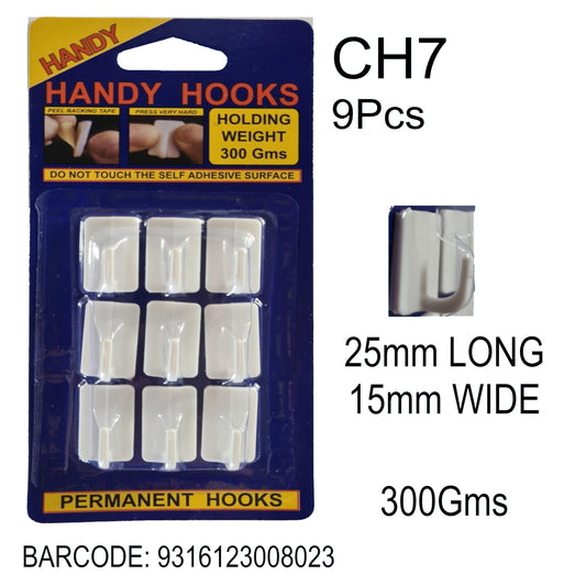HOOKS STICK ON PERMANENT 9PC