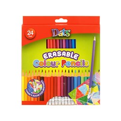PENCILS CLRD ERASABLE W/ERASER 24PK