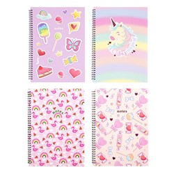 NOTEBOOK A4 SPRIAL GIRL PRINTS ASST