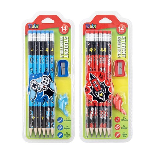 HB PENCILS 14PC W/SHARPENER & GRIP