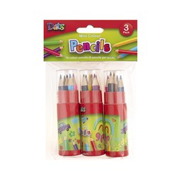 PENCILS CLRD MINI 6PC TUBE 3PK