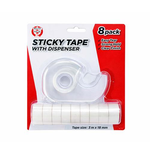 STICKY TAPE W/DISPENSER 8PK