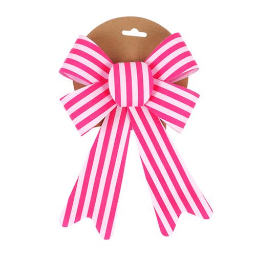 XMAS BOW PINK STRIPE 24X18CM