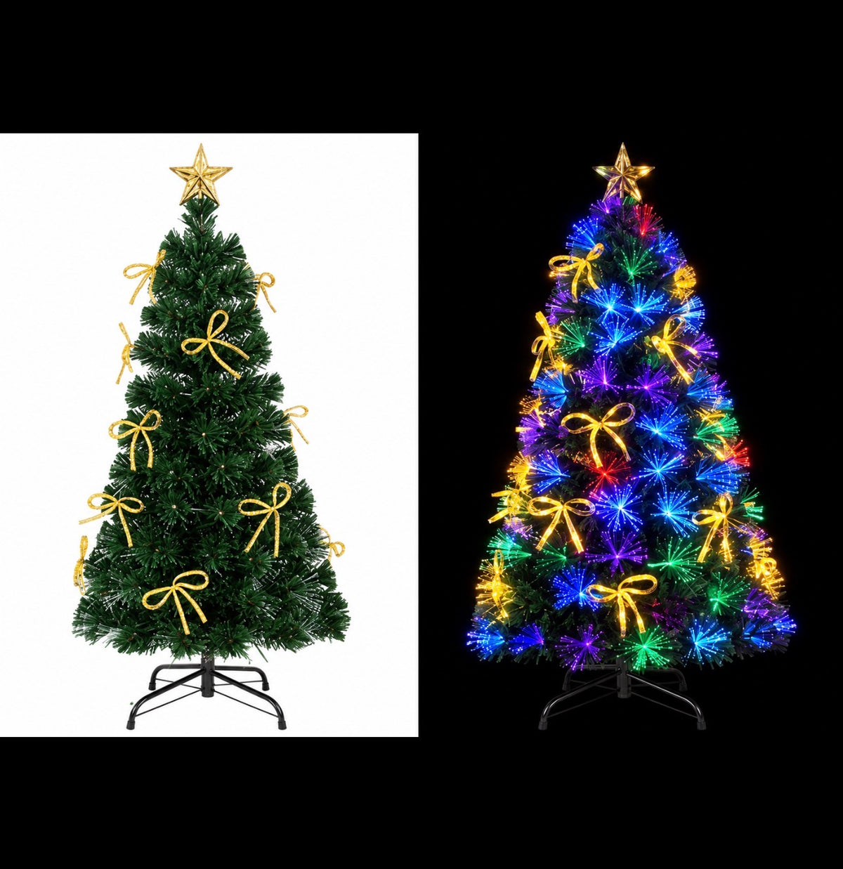 XMAS TREE LIGHT UP W/BOWS 120CM