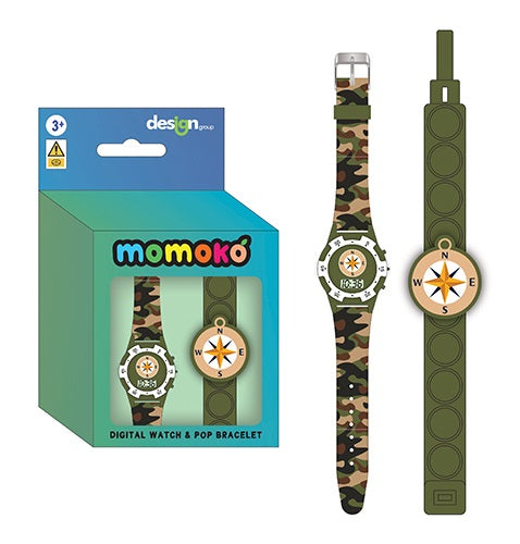 DIGITAL WATCH & POP BRACELET CAMO