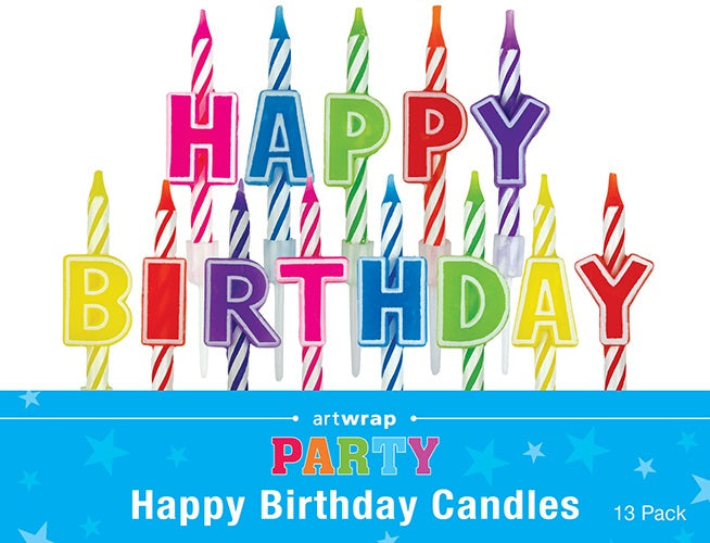 CANDLES HAPPY B'DAY RAINBOW 13PC