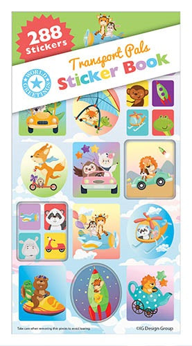 STICKER BOOK 288PCS TRANSPORT PALS