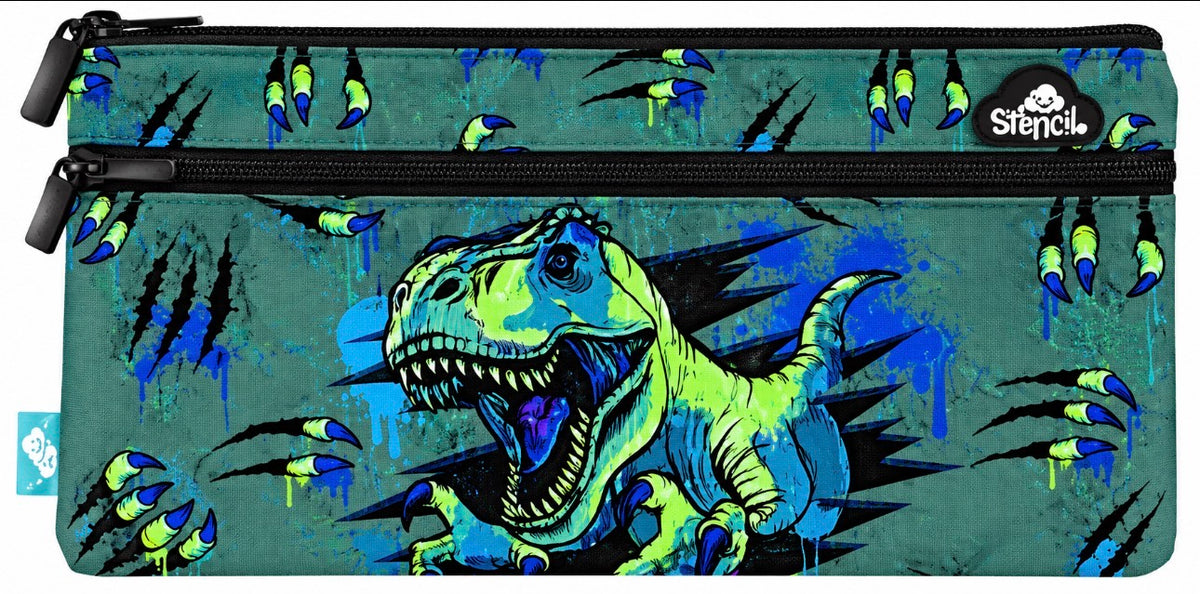 PENCIL CASE TWIN ZIP RAPTOR RAMPAGE