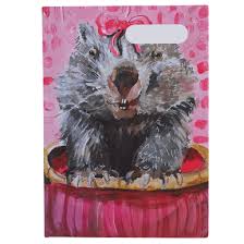 A4 BOOKCOVER PINK WOMBAT W/BOW