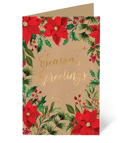 XMAS CARDS 10PK SALVOS POINSETTIA