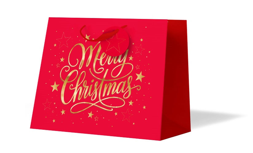 XMAS GIFT BAG LGE RED SCRIPT
