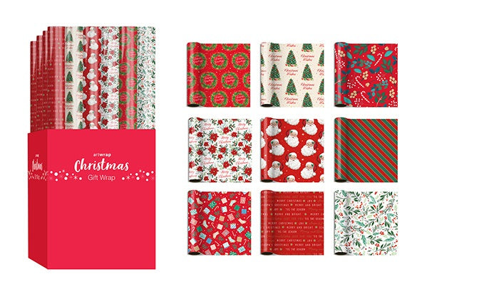 XMAS WRAPPING PAPER 5M X 70CM REDS