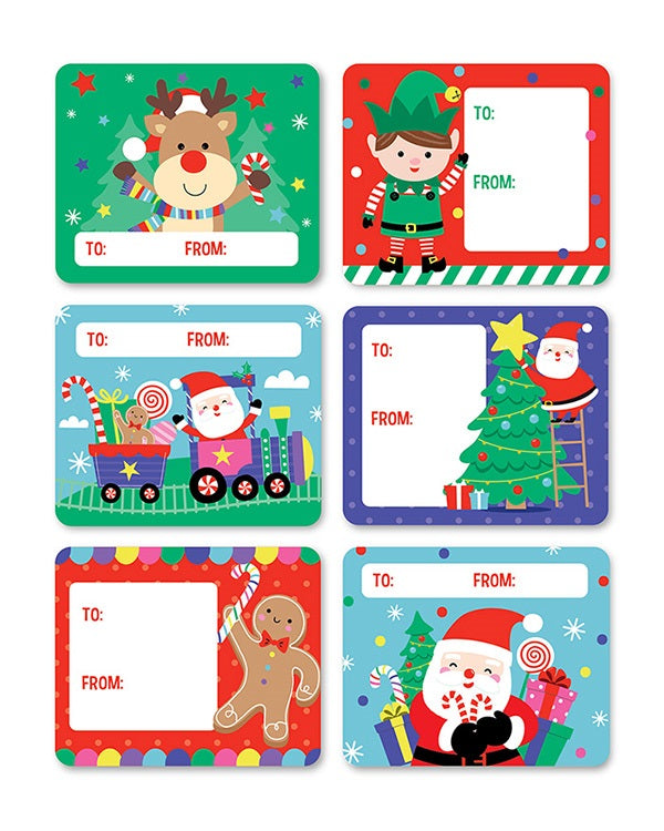 XMAS GIFT TAGS ROLL JUMBO 60PC KIDS