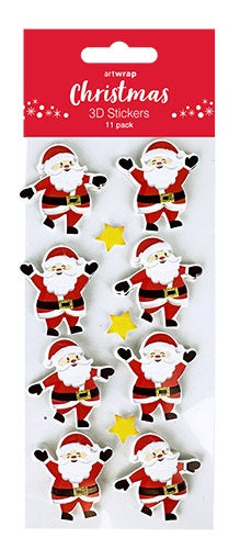 XMAS STICKERS 3D ASST 11PK