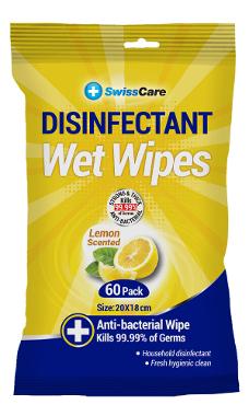 WIPES ANTIBACTERIAL LEMON 60PC