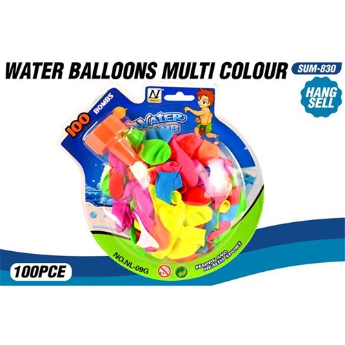 WATER BALLOONS W/TAP CONNECTOR 100PC