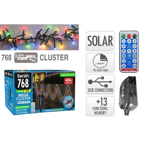 SOLAR CLUSTER LIGHTS 768LED MULTI