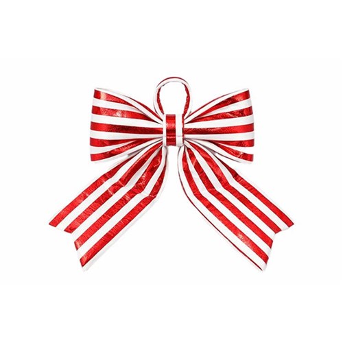 BOW RED & WHITE STRIPE 47CM
