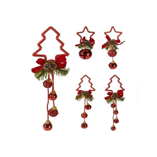 XMAS HANGING BELL DECO RED 33CM