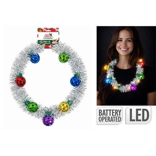 XMAS TINSEL NECKLACE LIGHT UP 7 LED