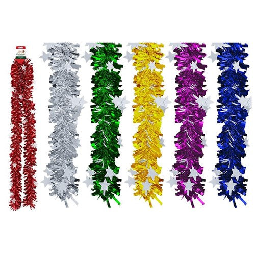 TINSEL W/WHITE STAR TIPS 2M