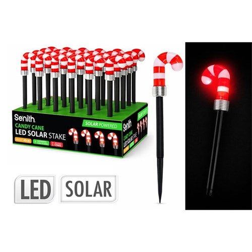 SOLAR CANDY CANE STAKE LIGHT 40CM