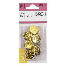 JEAN BUTTONS GOLD PK6