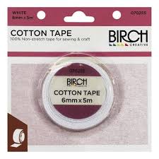 COTTON TAPE 6MM WHITE